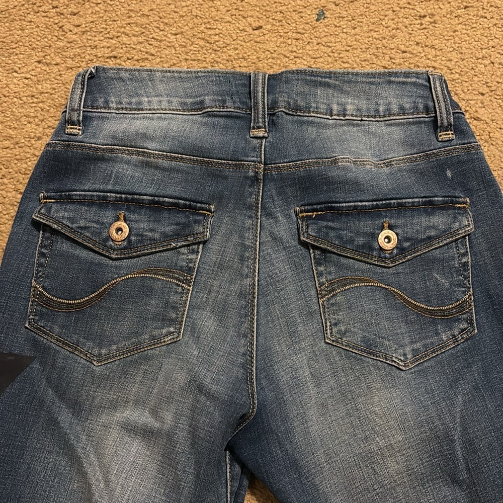Hand Painted Stars Levi Curvy Bootcut Blue Jeans Size 4 Short - Picture 5 of 11